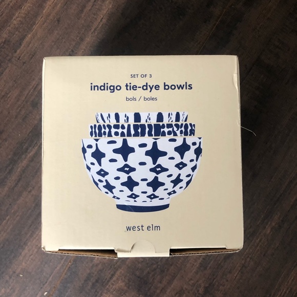 West Elm Set of 3 Indigo Bowls - Picture 2 of 2